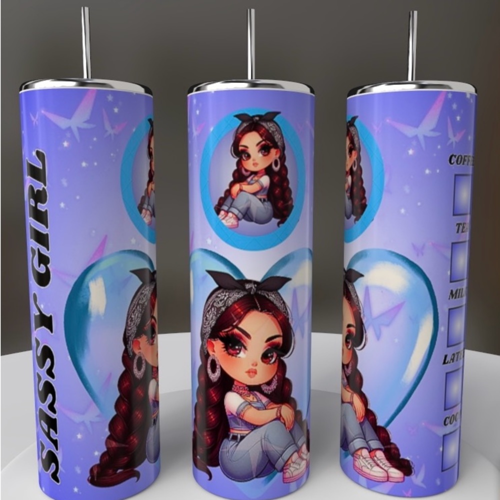 20oz SASSY GIRL STAINLESS STEEL SUBLIMATED TUMBLERS